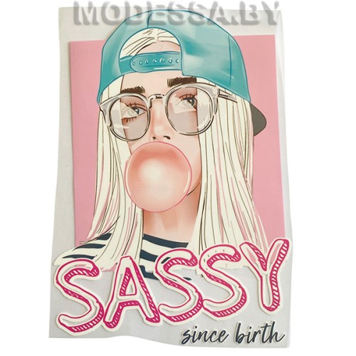40142.11.0.5 переводная аппликация на одежду "SASSY since birth" 220х155мм