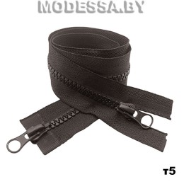 застежка-молния с зубцами из пластмассы тип 5 110 см 2 бег. Ц:D088 Коричневый