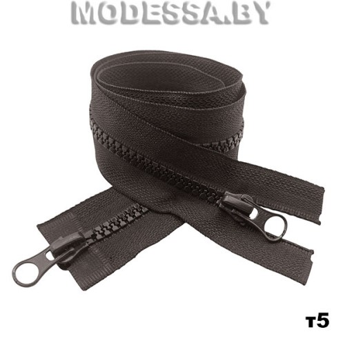 застежка-молния с зубцами из пластмассы тип 5 110 см 2 бег. Ц:D088 Коричневый