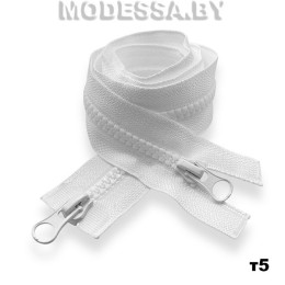 застежка молния зубцами из пластмассы тип 5 L70 см Ц:Белый