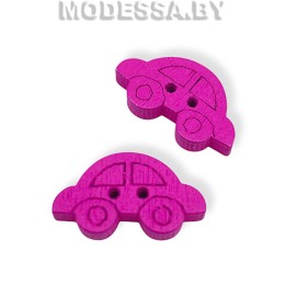 049D-TH украшение деревянное машинка Фуксия 21х12мм