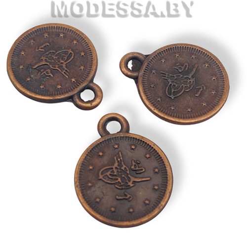 01405 SH украшение из недрагоценного металла 1,5 см "Монетка" Ц: Медь