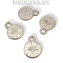 1968 украшение мет 1,5 см "Монетка" Ц: Никель 14х10мм