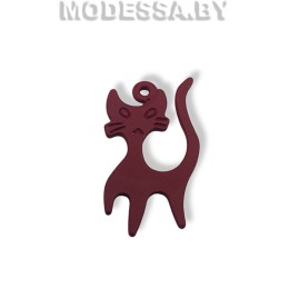 2510 Украшение мет. "Кошка" Ц:Бордовый  24х13мм