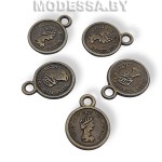 2564 АС украшение мет. "монетка" Ц: Антик 14х11мм