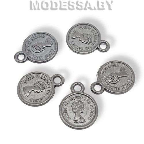 2564 АС украшение мет. "монетка" Ц: Оксид 14х11мм