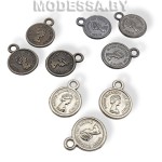 2564 АС украшение металлическое "монетка" 14х11мм