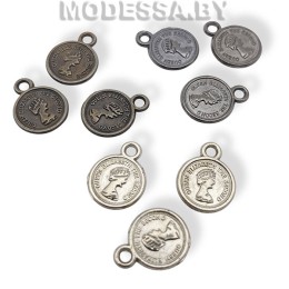 2564 АС украшение металлическое "монетка" 14х11мм