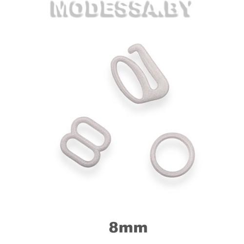 Кольца, крючки, рамки 8mm пластмассовые белые