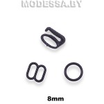 Кольца, крючки, рамки 8mm пластмассовые черные