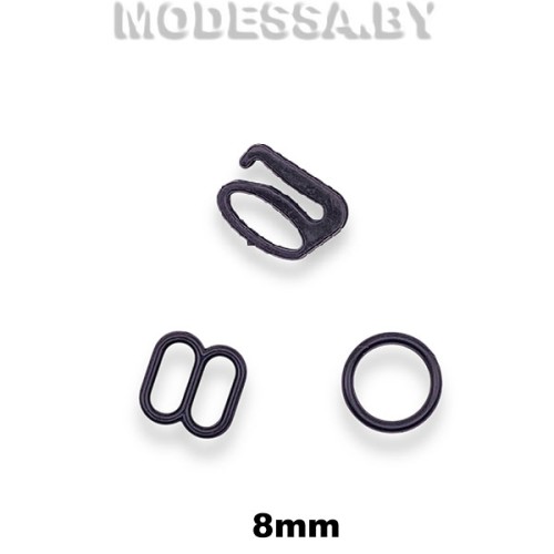 Кольца, крючки, рамки 8mm пластмассовые черные