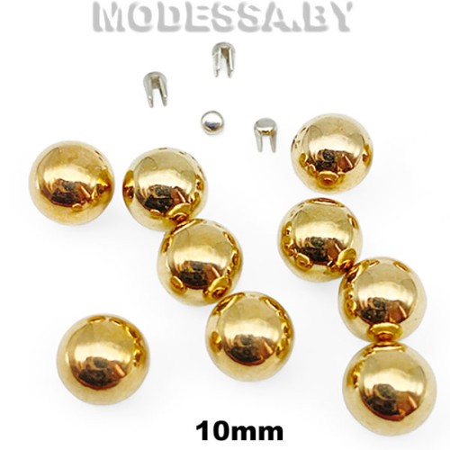Бусина пластм. б/отверстия d10мм Ц:4 Золото