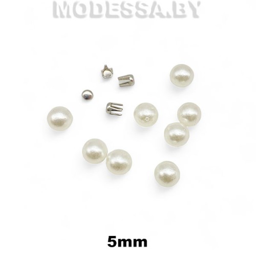 Бусина пластм. б/отверстия d5мм Ц:15 Молочный
