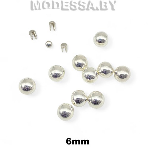 Бусина пластм. б/отверстия d6мм Ц:1 Серебро