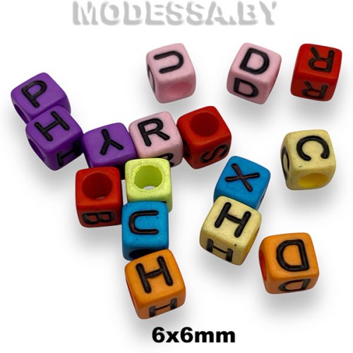 489.008 mix Бусина пластм. 6х6мм Mix