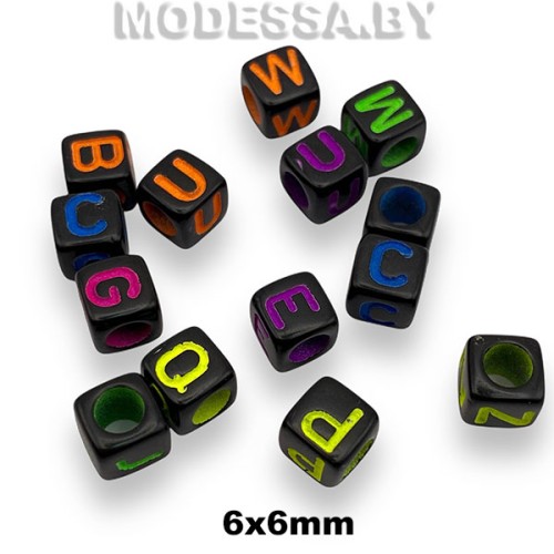 489.011 Бусина 6х6мм Ц:Чёрный Mix