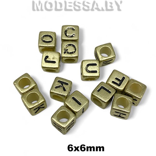 489.014 Бусина пластм. 6х6мм Ц:Золото