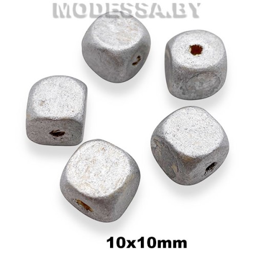 068G-TH Бусина дерев. 10х10мм Ц:Серый