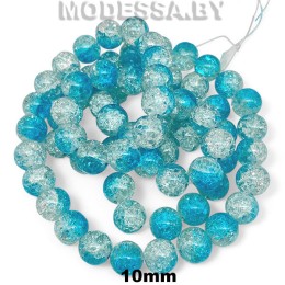 Бусины на нити стекл. 10мм Ц:Бирюзовый