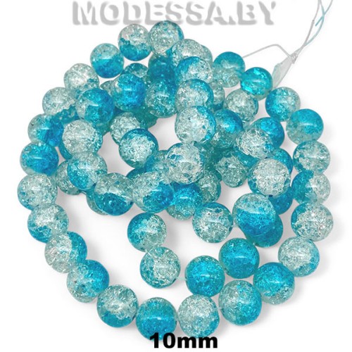 Бусины на нити стекл. 10мм Ц:Бирюзовый