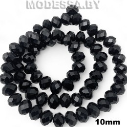 Бусины на нити стекл. 10мм Ц:Чёрный