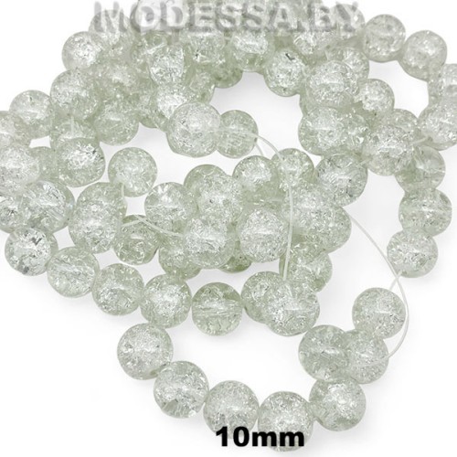 Бусины на нити стекл. 10мм Ц:Прозрачный