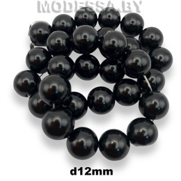 Бусины на нити пластм. 12мм Ц:Чёрный