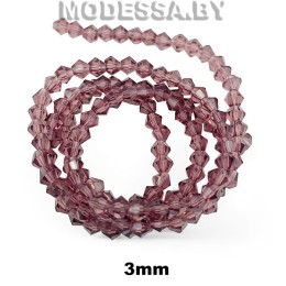 Бусины на нити стекл. 3мм Ц:12 Св.Фиолетовый