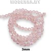 Бусины на нити стекл. 3мм Ц:125 Розовый АВ