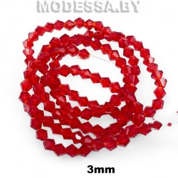 Бусины на нити стекл. 3мм Ц:Красный