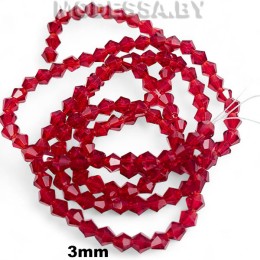  Бусины на нити стекл. 3мм Ц:20 Красный