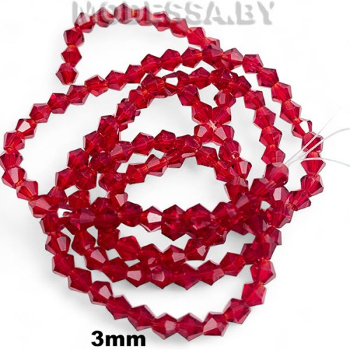  Бусины на нити стекл. 3мм Ц:20 Красный