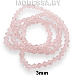  Бусины на нити стекл. 3мм Ц:26 Розовый