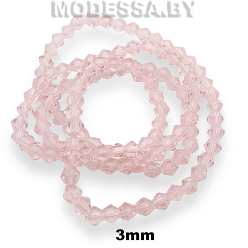  Бусины на нити стекл. 3мм Ц:26 Розовый