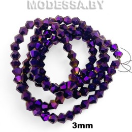 Бусины  на нити стекл. 3мм Ц:36 Фиолетовый