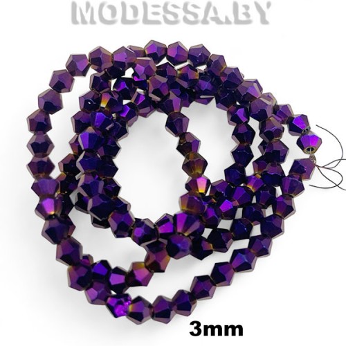 Бусины  на нити стекл. 3мм Ц:36 Фиолетовый