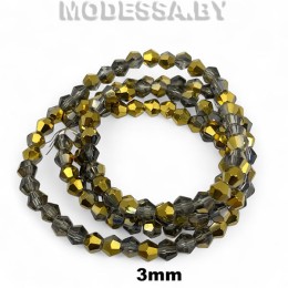 Бусины на нити стекл. 3мм Ц:37 Золотисто-серый