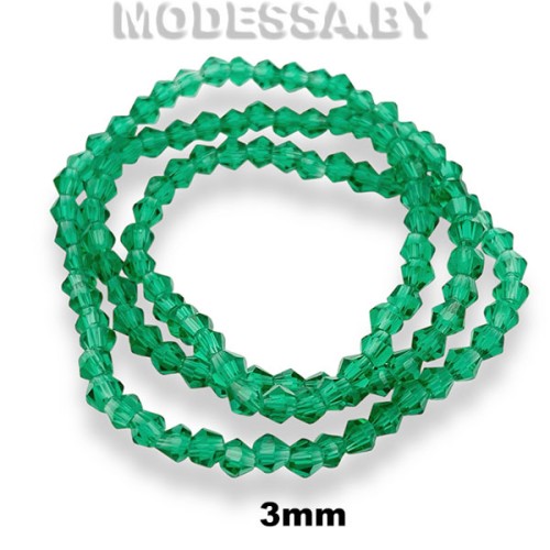  Бусины на нити стекл. 3мм Ц:45 Зелёный