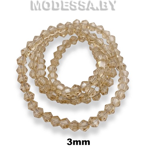 Бусины на нити стекл. 3мм Ц:46 Бежевый