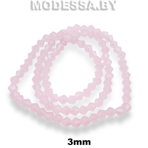  Бусины на нити стекл. 3мм Ц:48 Матовый розовый