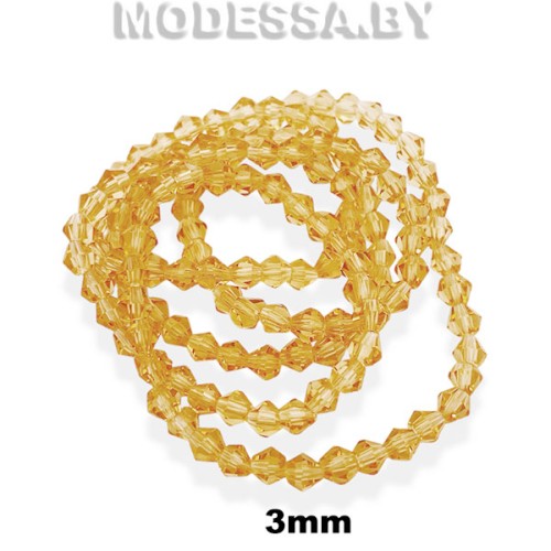 Бусины на нити стекл. 3мм Ц:7 Горчичный