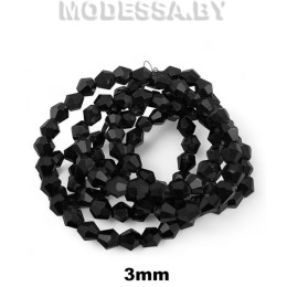 Бусины на нити стекл. 3мм Ц:2 Чёрный