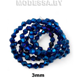 Бусины на нити стекл. 3мм Ц:Синий