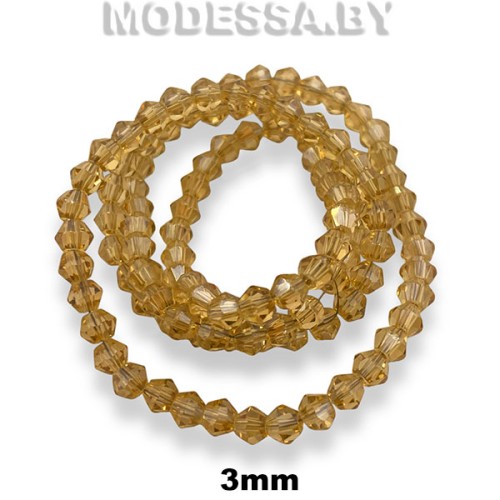 Бусины на нити стекл. 3мм Ц:Коричневый