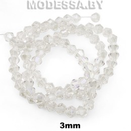 Бусины на нити стекл. 3мм Ц:1 Прозрачный