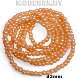 Бусины на нити пластм. 3мм Ц:Персиковый