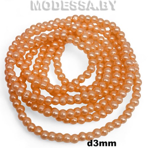 Бусины на нити пластм. 3мм Ц:Персиковый
