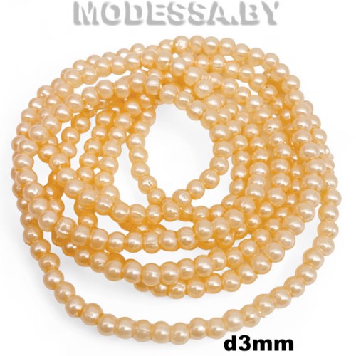 Бусины на нити пластм. 3мм Ц:Св.Персиковый