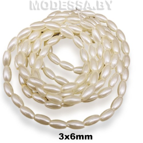 Бусины на нити пластм. 3х6мм Ц:Кремовый