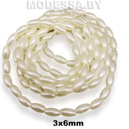 Бусины на нити пластм. 3х6мм Ц:Молочный